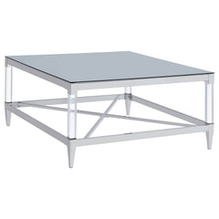 Mesa de centro cuadrada Lindley de acrílico templado con espejo cromado