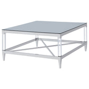 Mesa de centro cuadrada Lindley de acrílico templado con espejo cromado