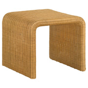 Mesa auxiliar cuadrada de ratán tejido Cahya, color natural