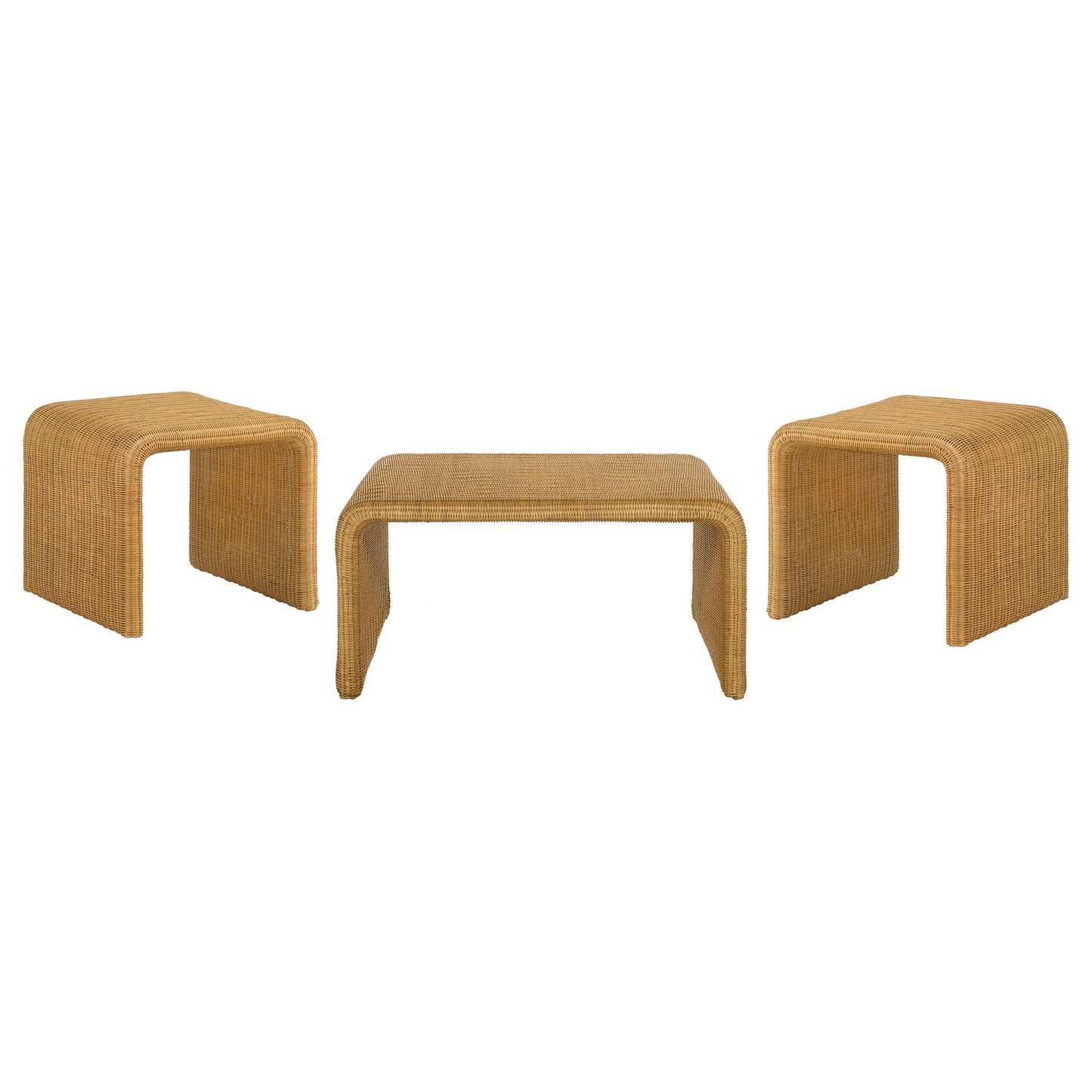 Cahya Rattan Coffee and End Table Set Black