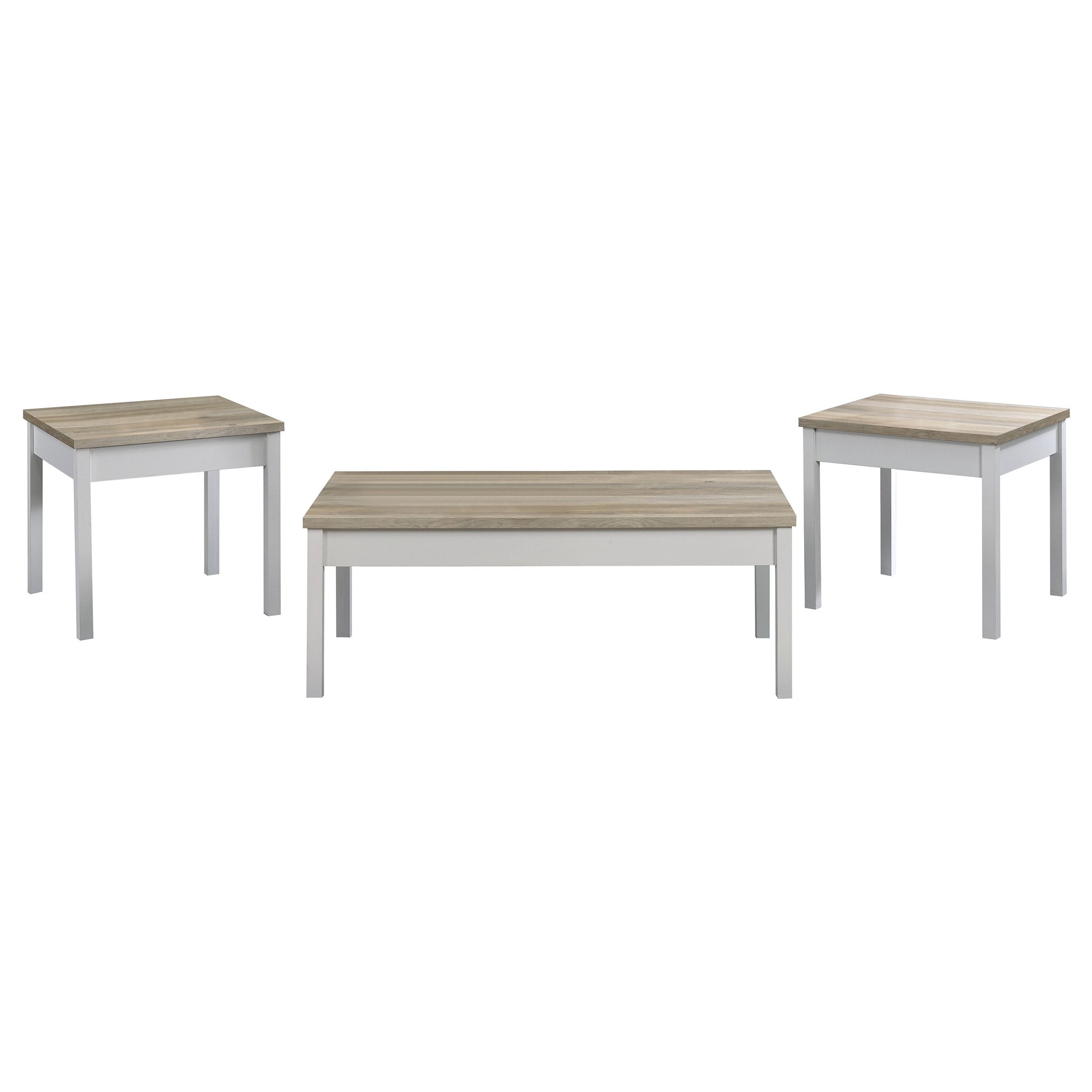 Stacie Coffee Table Set Distressed Pine and White