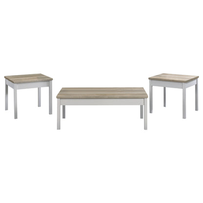 Stacie Coffee Table Set Distressed Pine and White