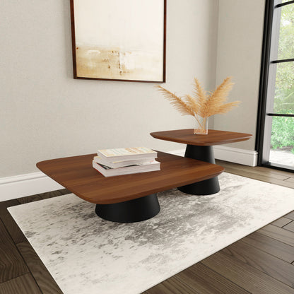 Eason Coffee Table Set Walnut and Black