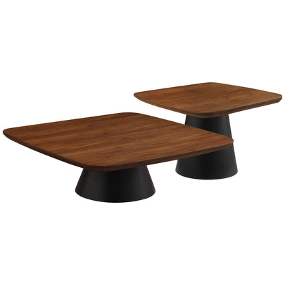 Eason Coffee Table Set Walnut and Black