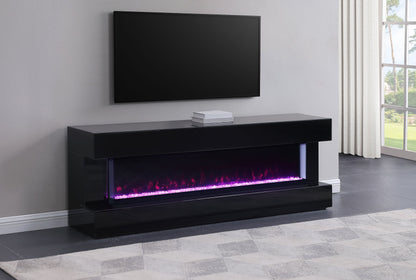 Vallerie 71-inch TV Stand with Visual Flame Box Black