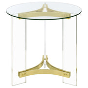 Janessa Acrylic Coffee and End Table Set Matte Brass