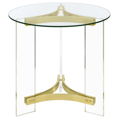 Janessa Acrylic Coffee and End Table Set Matte Brass