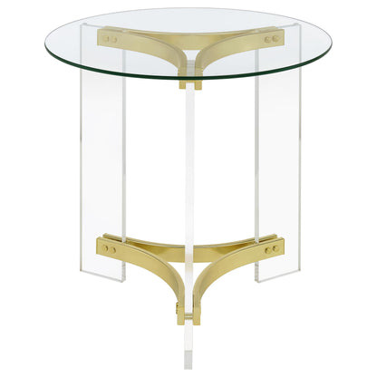Janessa Acrylic Coffee and End Table Set Matte Brass