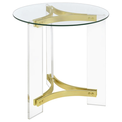 Janessa Acrylic Coffee and End Table Set Matte Brass