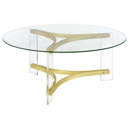 Janessa Acrylic Coffee and End Table Set Matte Brass