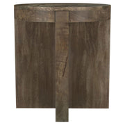 Mesa auxiliar redonda Kinkaid de madera maciza de mango marrón