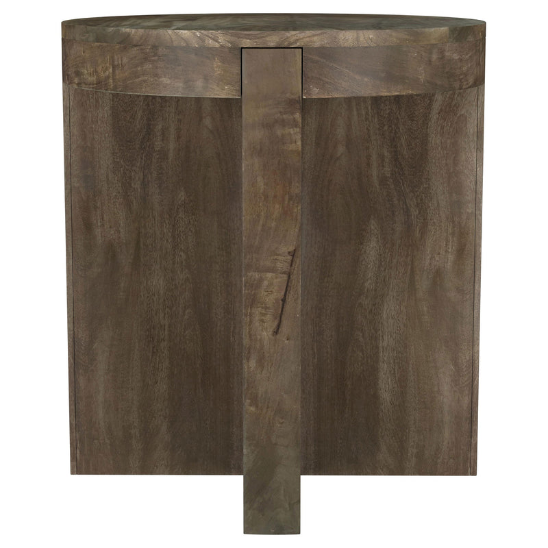 Mesa auxiliar redonda Kinkaid de madera maciza de mango marrón