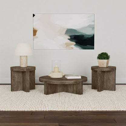 Kinkaid Solid Wood Coffee and End Table Set Brown