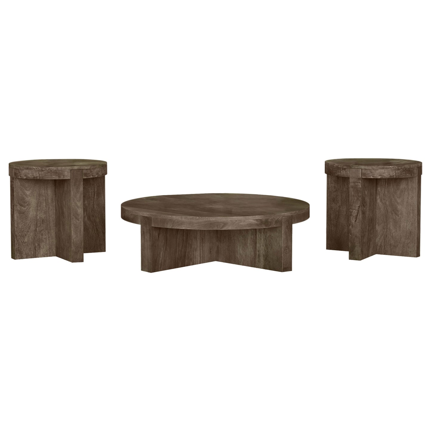 Kinkaid Solid Wood Coffee and End Table Set Brown