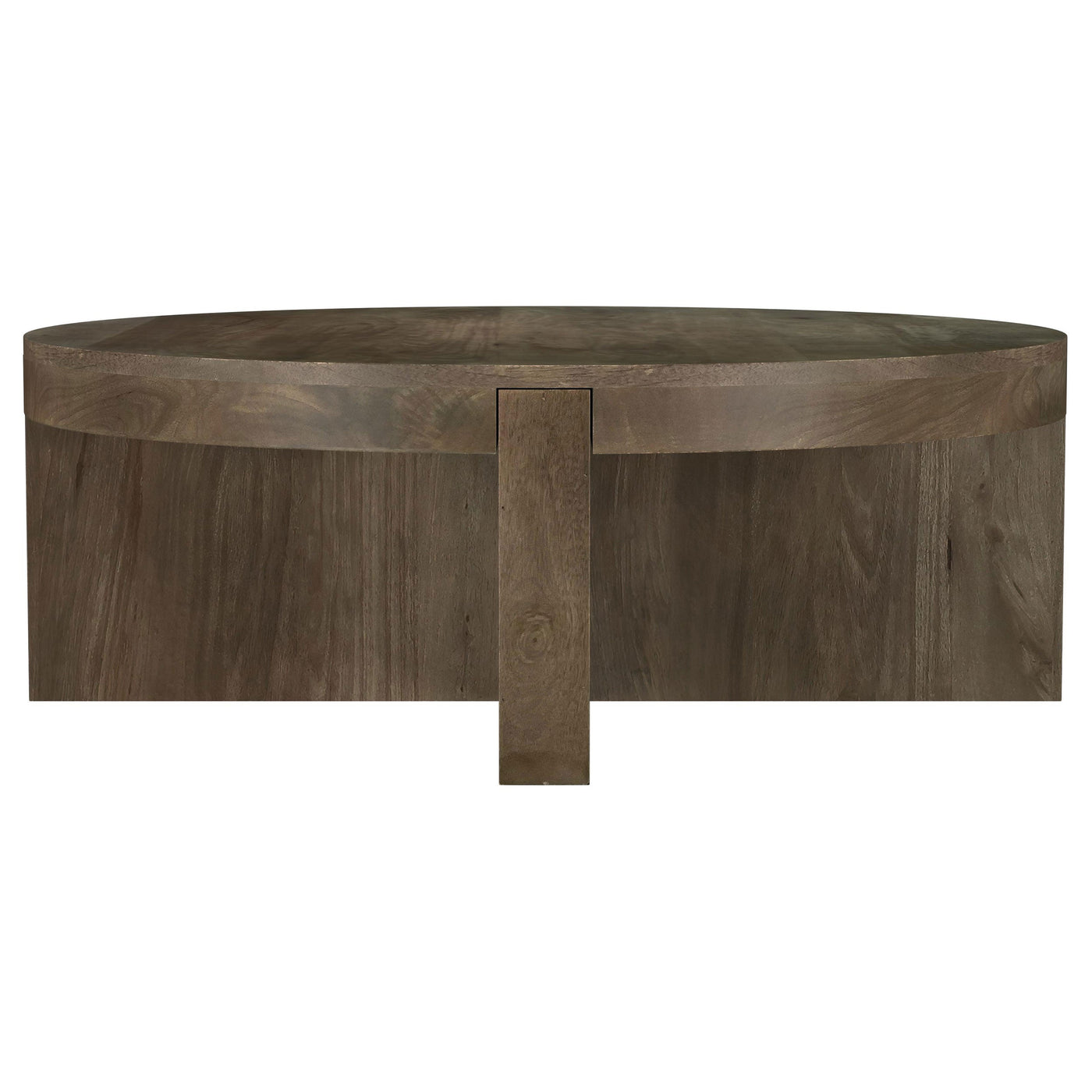 Mesa de centro redonda Kinkaid de madera maciza de mango marrón