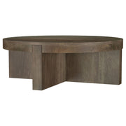 Mesa de centro redonda Kinkaid de madera maciza de mango marrón
