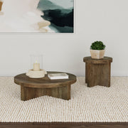 Mesa de centro redonda Kinkaid de madera maciza de mango marrón