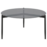 Mesa de centro redonda Rosalie con tapa de cristal ahumado, color gris