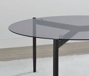 Mesa de centro redonda Rosalie con tapa de cristal ahumado, color gris