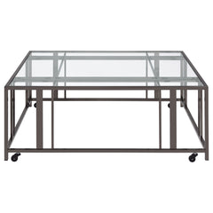 Adri Square Glass Top Coffee Table with Casters