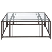 Adri Square Glass Top Coffee Table with Casters