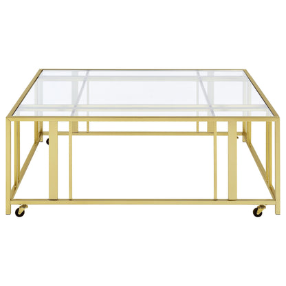 Mesa de centro rectangular con tapa de cristal Adri