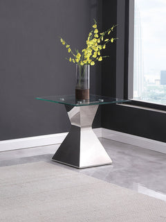 Mesa auxiliar Jenny Glass Top de acero inoxidable cromado
