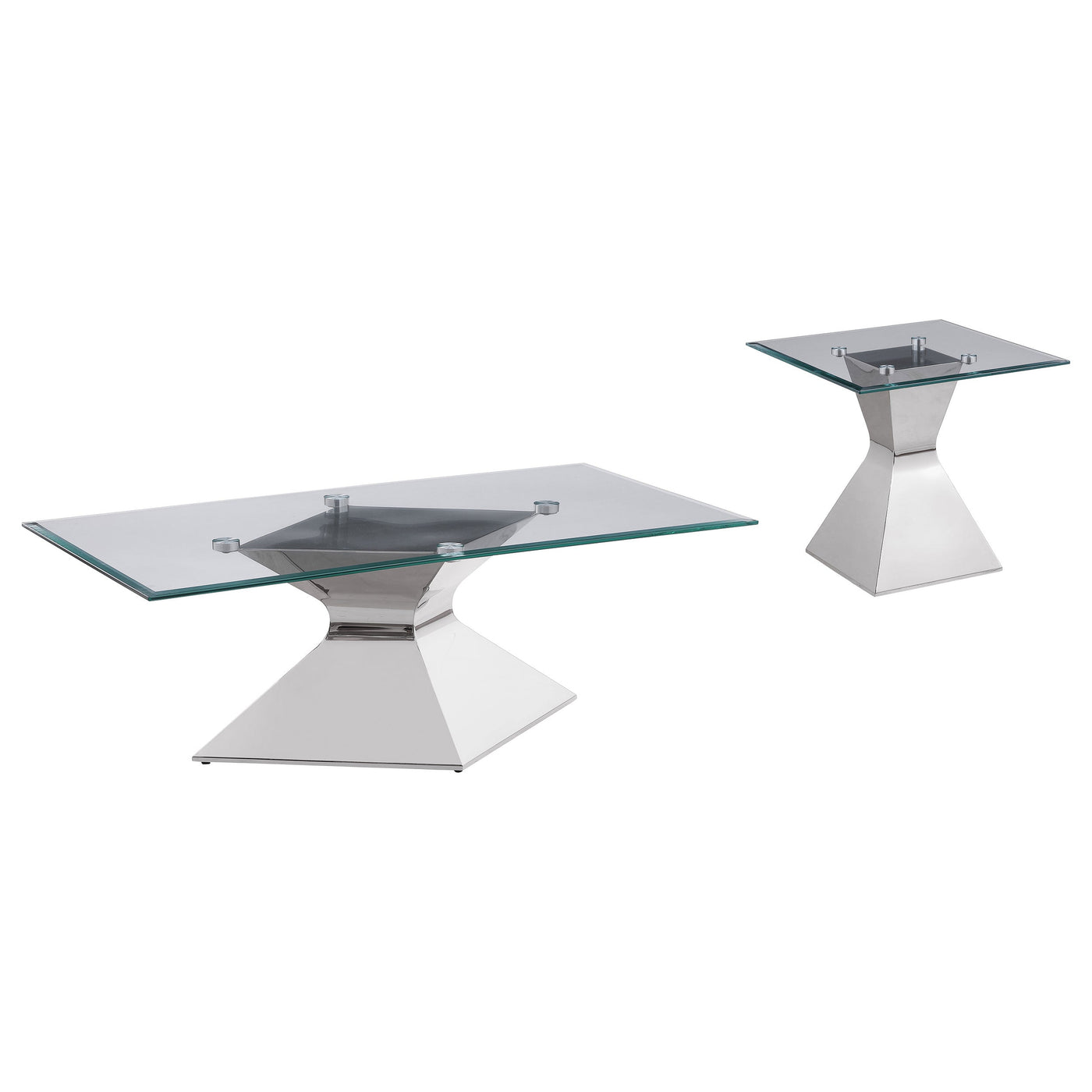 Juego de mesa de centro y auxiliar rectangular Jenny cromado