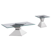 Juego de mesa de centro y auxiliar rectangular Jenny cromado