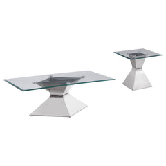 Juego de mesa de centro y auxiliar rectangular Jenny cromado