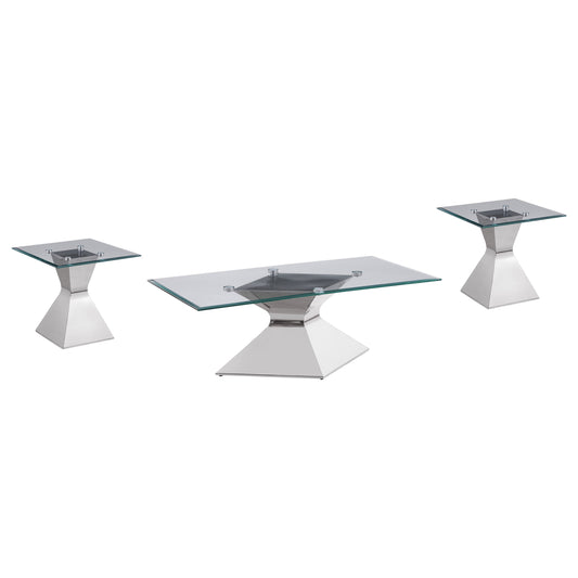 Jenny Rectangular Coffee and End Table Set Chrome