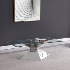 Mesa de centro Jenny Glass Top de acero inoxidable cromada