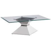 Mesa de centro Jenny Glass Top de acero inoxidable cromada