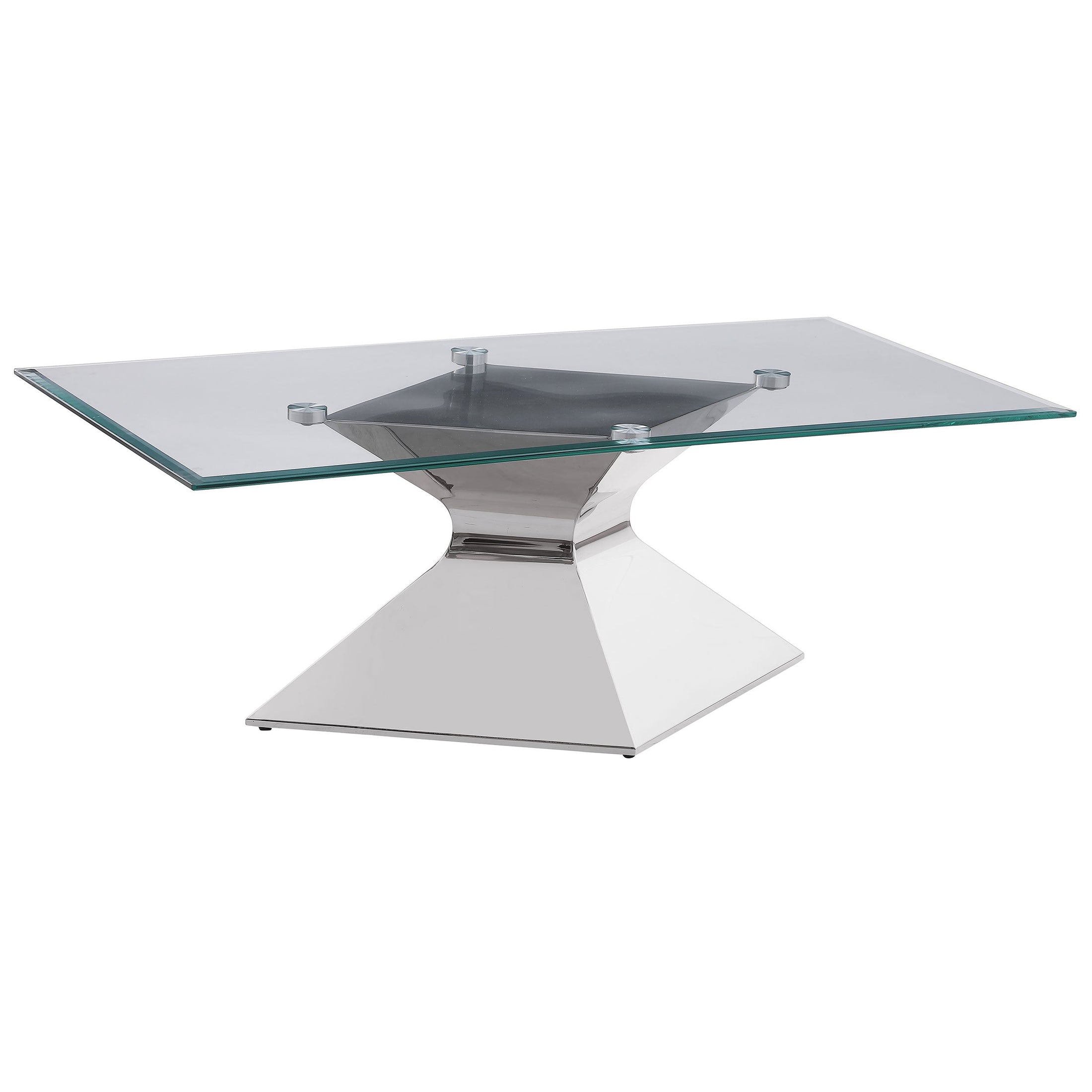 Mesa de centro Jenny Glass Top de acero inoxidable cromada