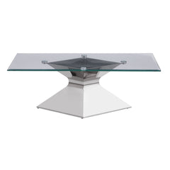 Mesa de centro Jenny Glass Top de acero inoxidable cromada