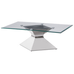 Mesa de centro Jenny Glass Top de acero inoxidable cromada