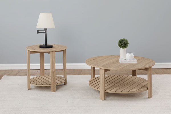 Fowler Round Coffee and End Table Set Natural