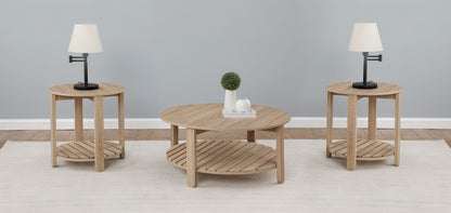 Fowler Round Coffee and End Table Set Natural