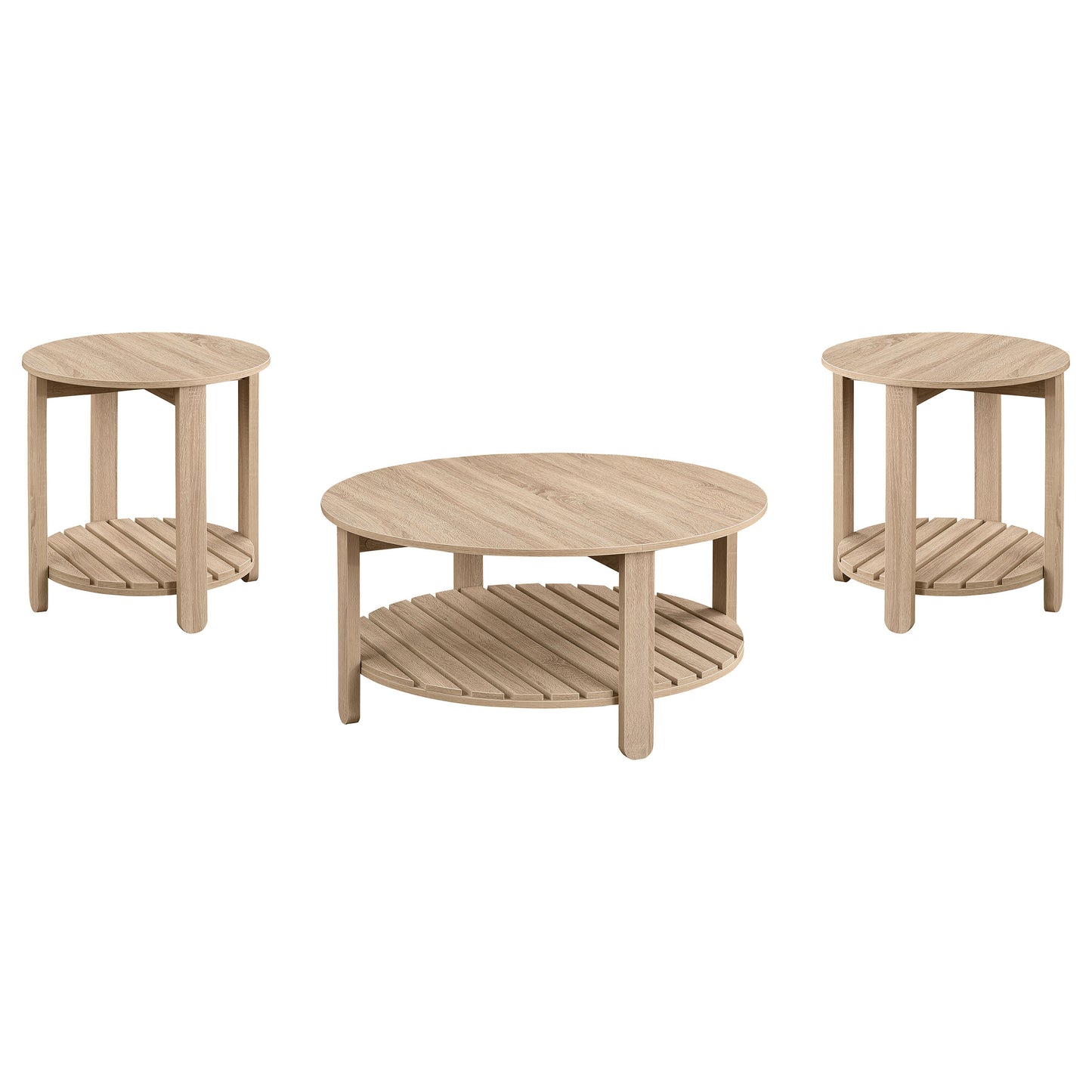 Fowler Round Coffee and End Table Set Natural