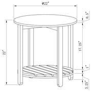 Mesa de centro redonda de madera de ingeniería Fowler de 1 estante, color natural
