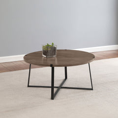 Mesa de centro redonda de madera de ingeniería Marcus marrón claro