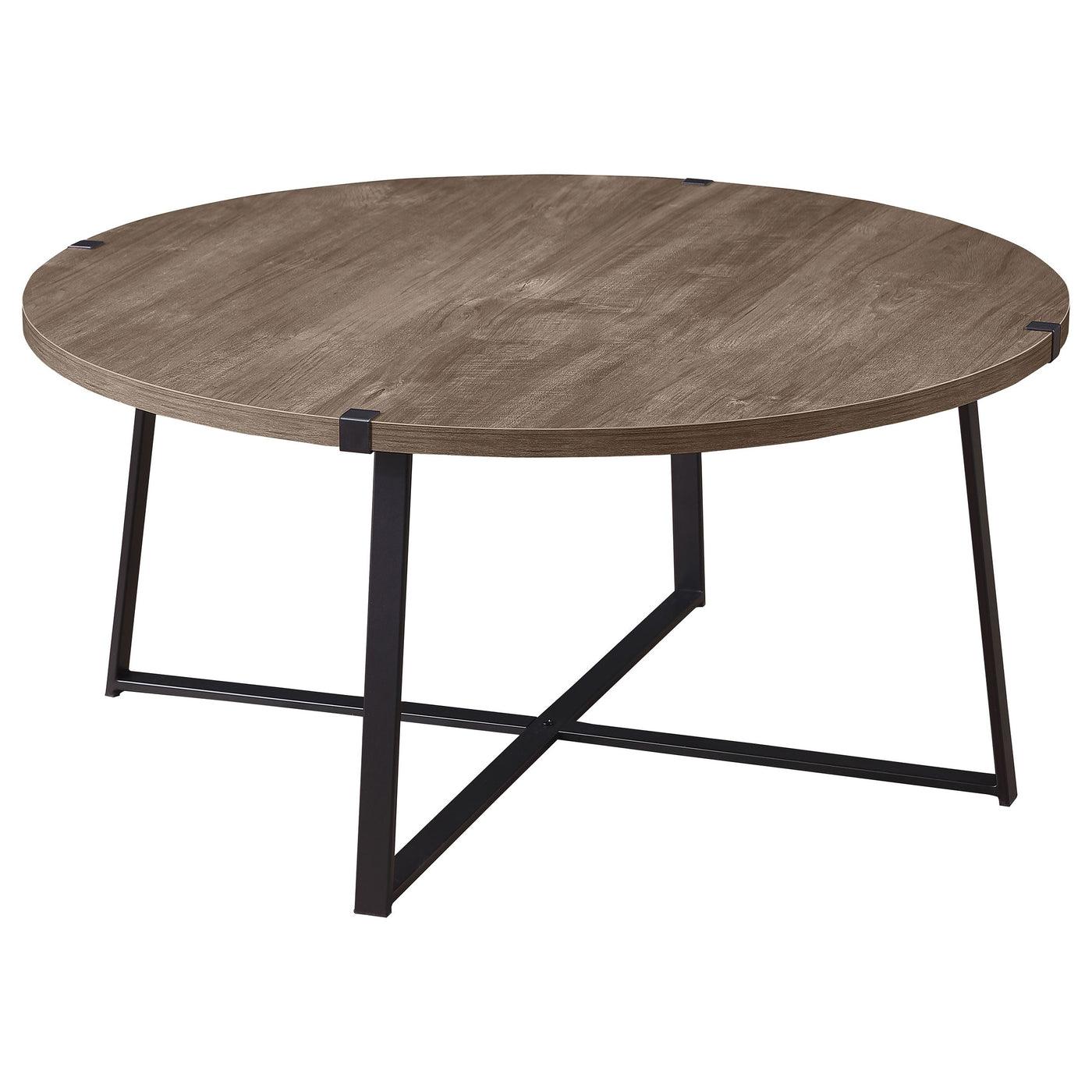 Mesa de centro redonda de madera de ingeniería Marcus marrón claro