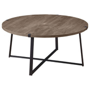 Mesa de centro redonda de madera de ingeniería Marcus marrón claro