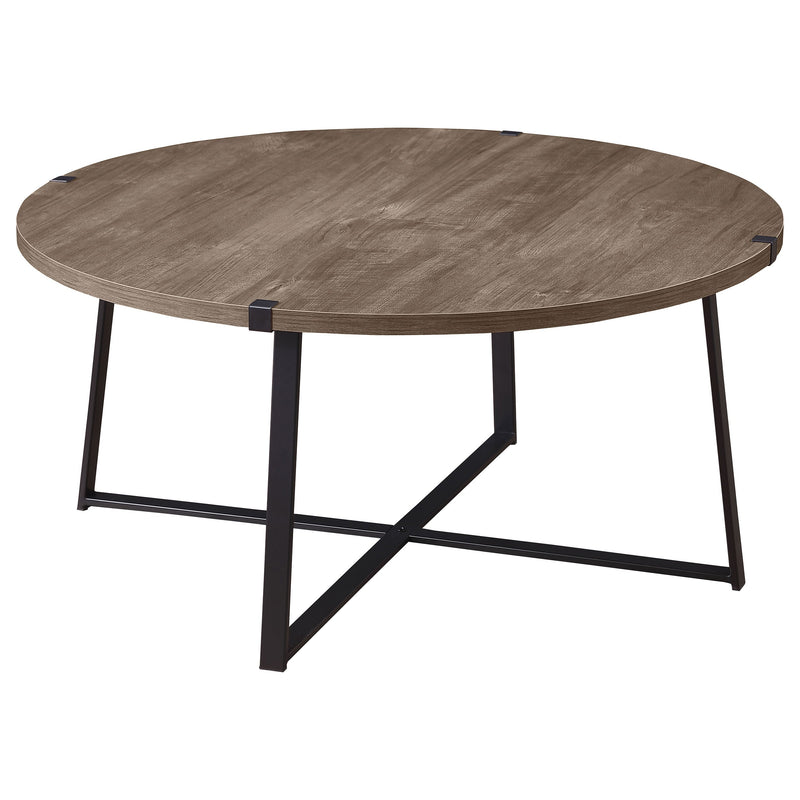 Mesa de centro redonda de madera de ingeniería Marcus marrón claro