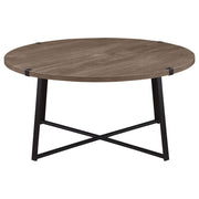 Mesa de centro redonda de madera de ingeniería Marcus marrón claro
