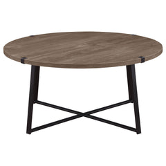 Mesa de centro redonda de madera de ingeniería Marcus marrón claro