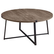 Mesa de centro redonda de madera de ingeniería Marcus marrón claro