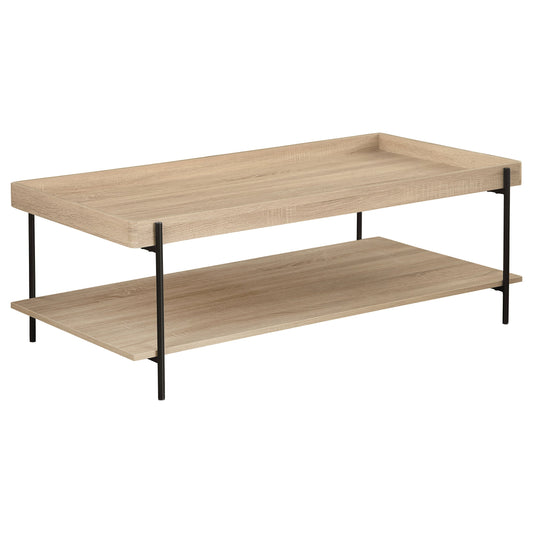 Mesa de centro rectangular de madera de ingeniería Fallon marrón claro