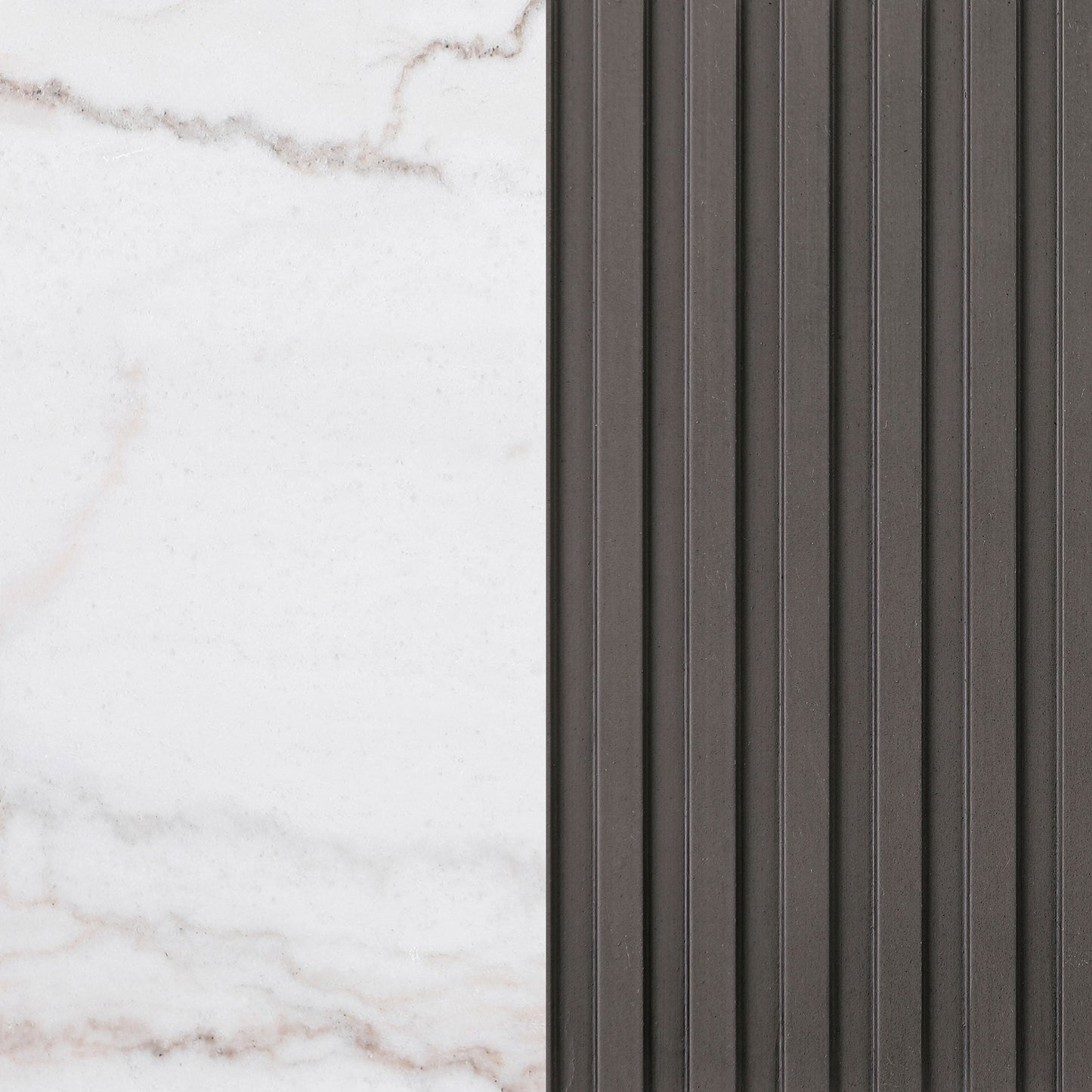 Mesa auxiliar redonda con superficie de mármol Jason, blanca y carbón