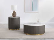 Jason Round Marble Coffee and End Table Set White